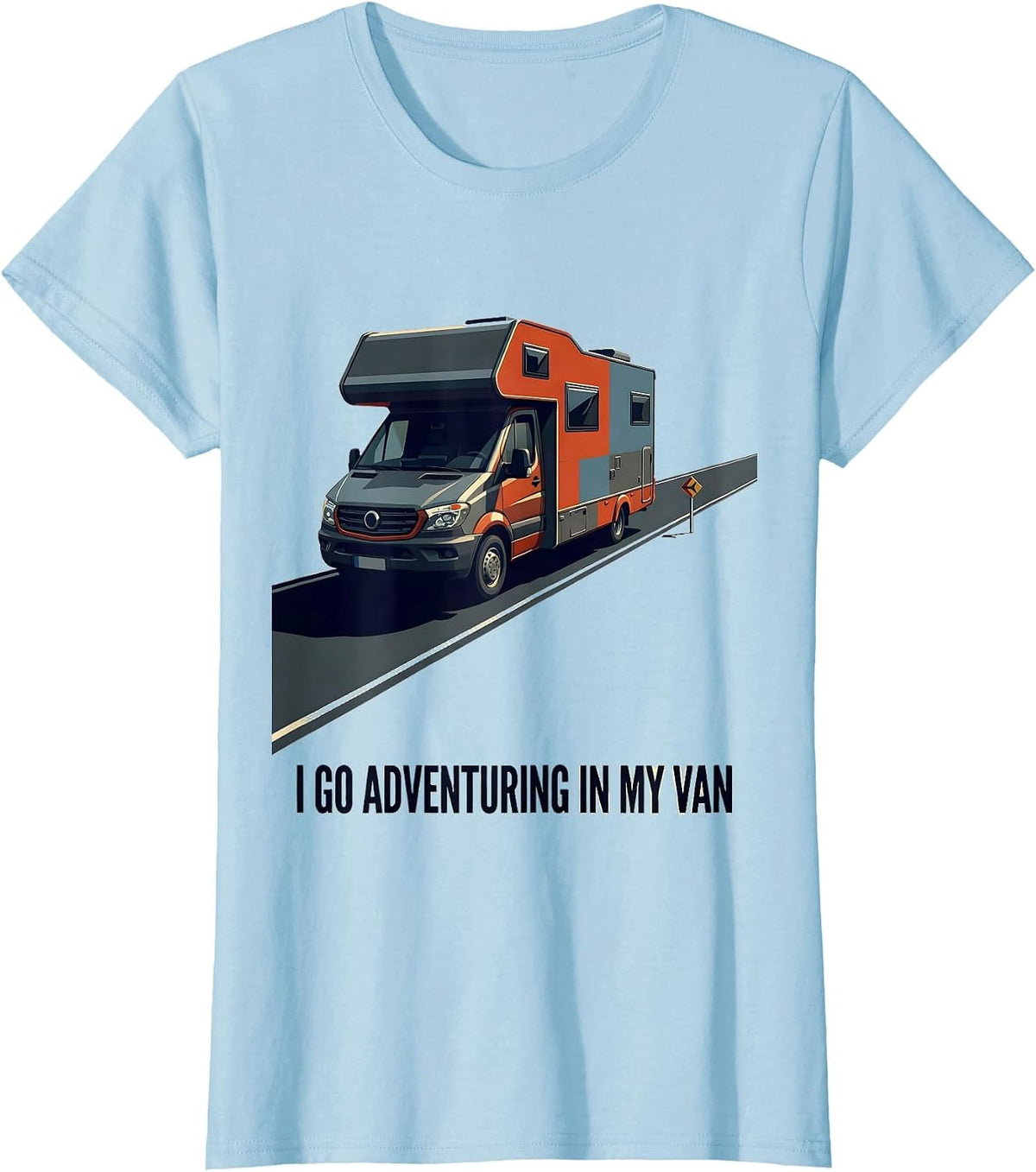 I Go Adventuring In My Van Vintage Van Life Road Trip T-Shirt - Baby Blue