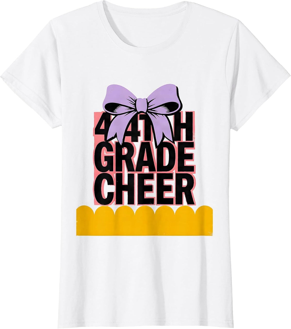 4th Grade Cheer Coquette Bow Back to School Fourth Grade T-Shirt - White