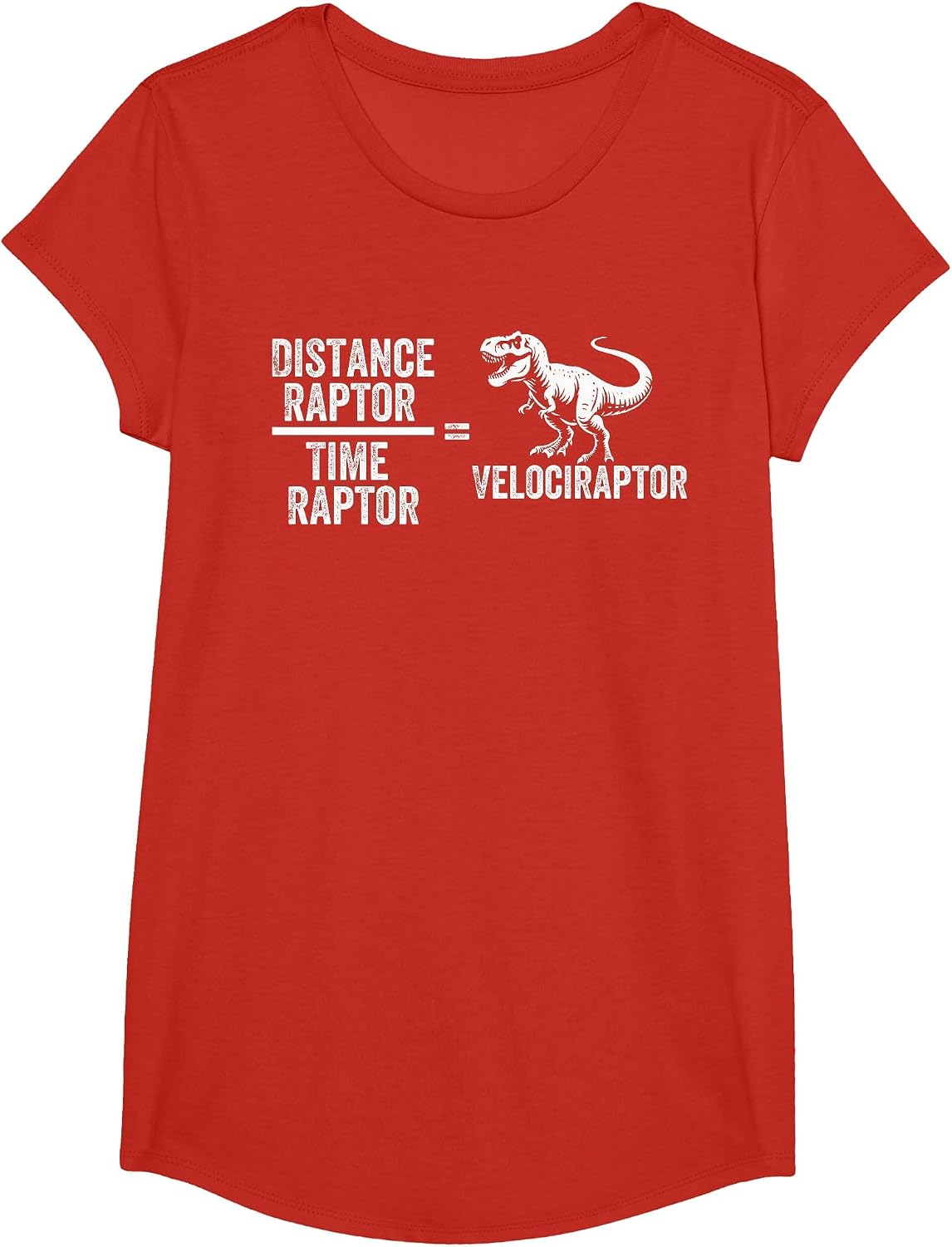 Funny Physics Velociraptor Distance Raptor Over Time Raptor T-Shirt - Girls Red