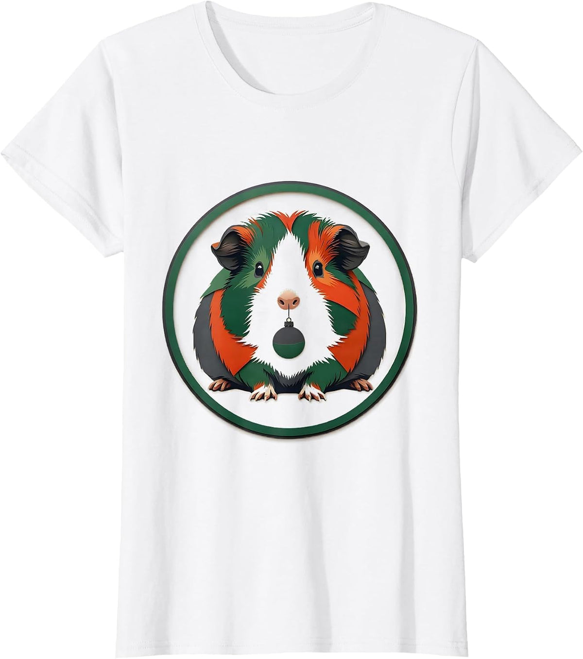 Women's Guinea Pig Christmas Pet Lover Whimsical Holiday T-Shirt - White