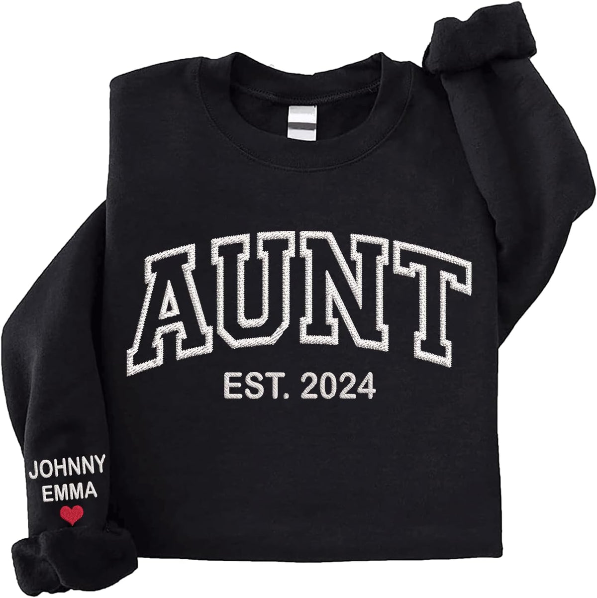 Love Signal Personalized Embroidered Grandma Crewneck Sweatshirt, Mothers Day Shirts, Mama Sweatshirt with Kids Name - Aunt