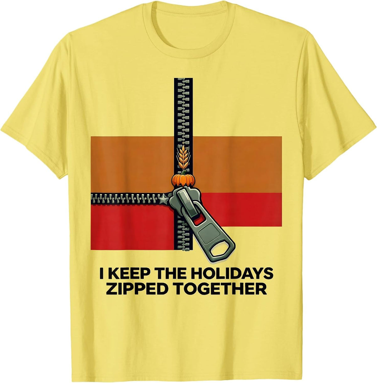 Men's I Keep The Holidays Zipped Together Whimsical Holiday Humor T-Shirt - Lemon Yellow