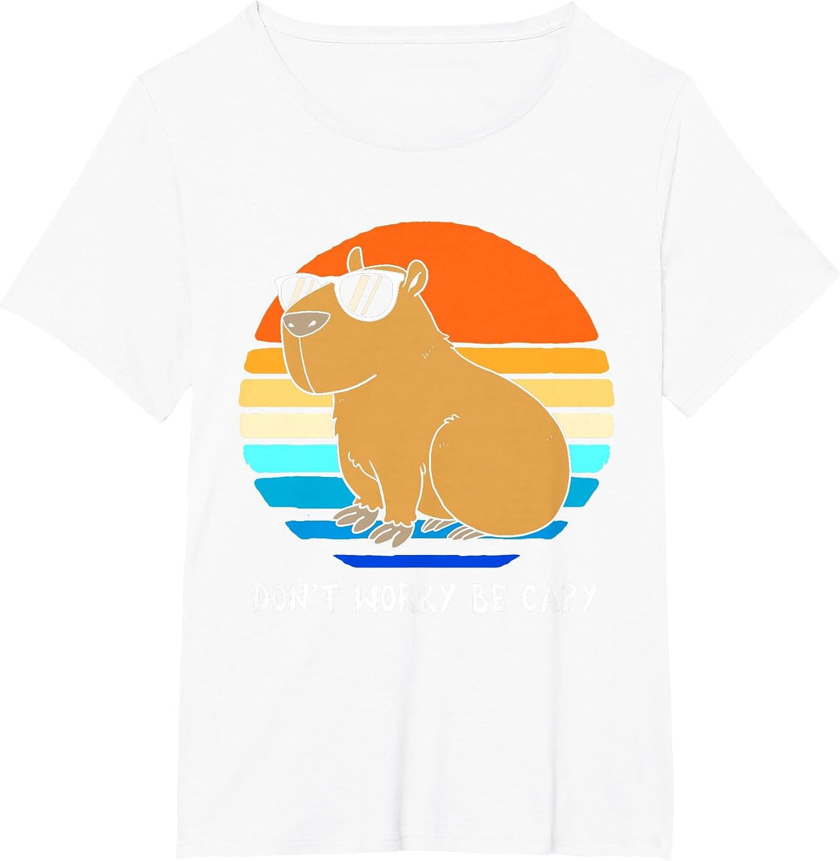 Retro Rodent Funny Capybara Dont Be Worry Be Capy T-Shirt - White