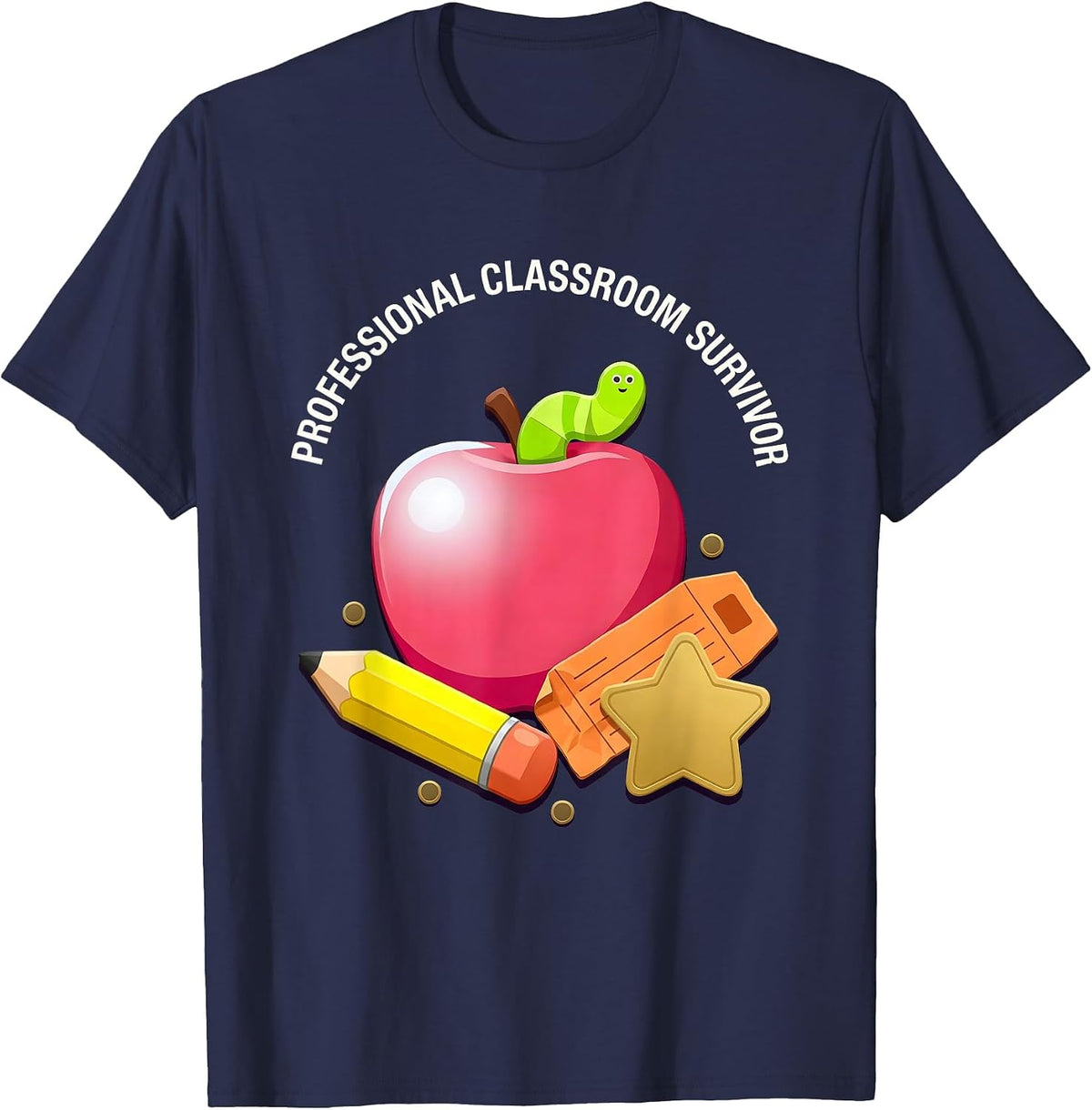 Professional Classroom Survivor Substitute Teacher T-Shirt - Navy Blue