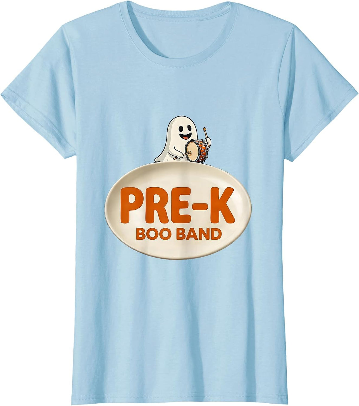 Women's Pre-K Boo Band Cute Playful Halloween Teacher Preschool T-Shirt - Baby Blue