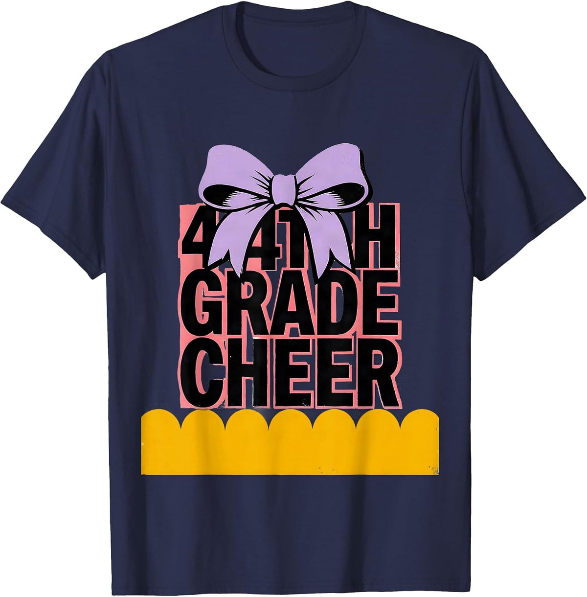 4th Grade Cheer Coquette Bow Back to School Fourth Grade T-Shirt - Navy Blue