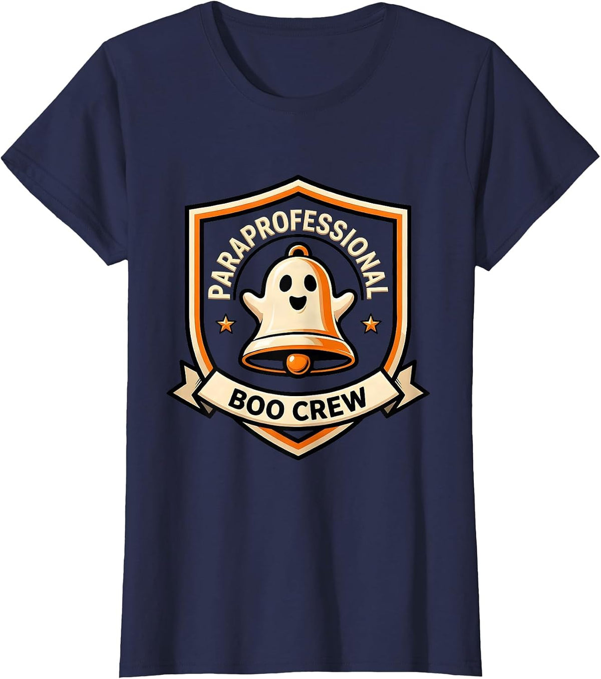 Women's Paraprofessional Boo Crew Funny School Staff Halloween T-Shirt - Navy Blue