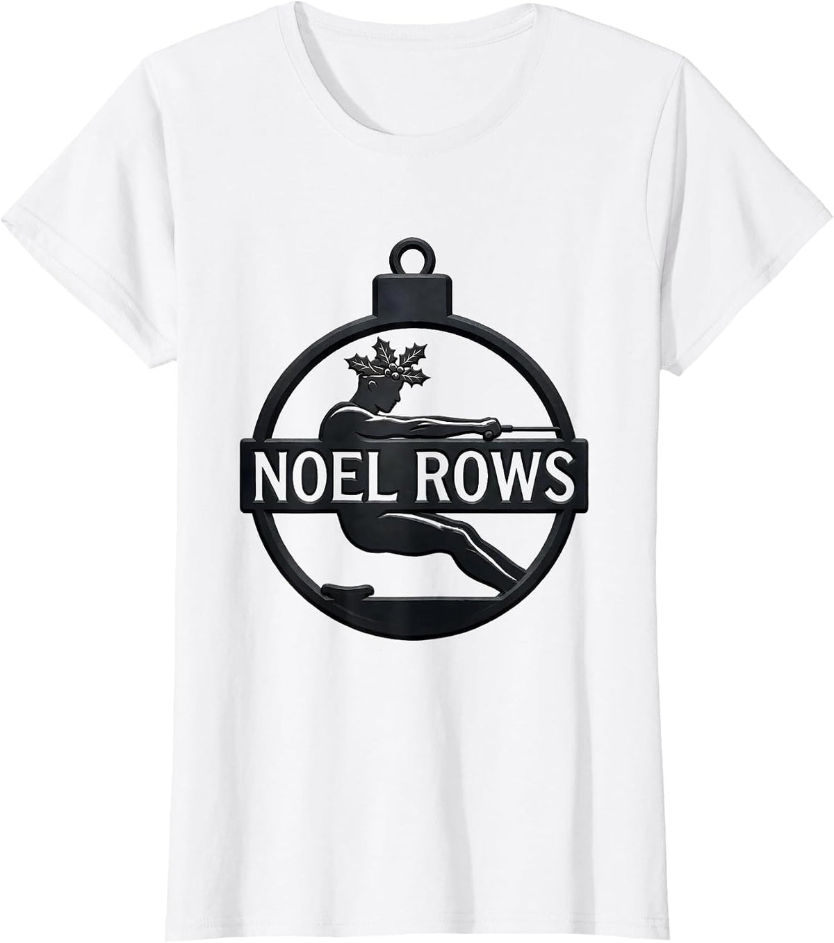 Women's Noel Rows Funny Christmas Gym Bodybuilder Weightlifting T-Shirt - White