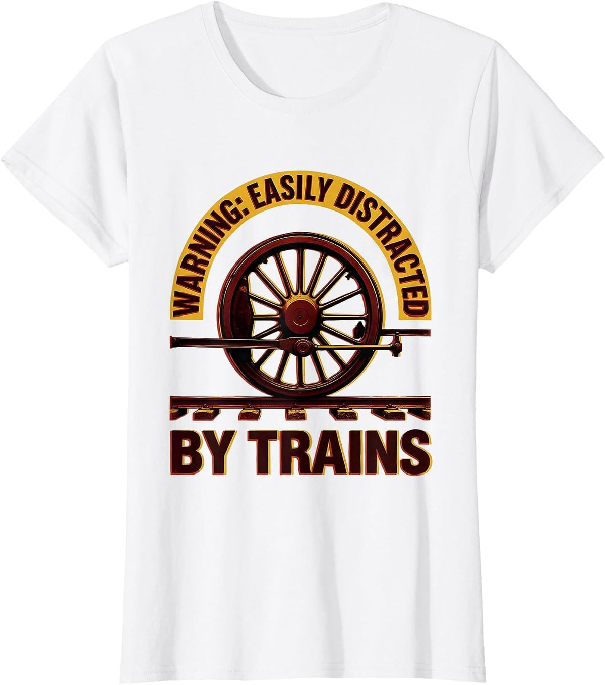 Women's Warning Easily Distracted By Trains Retro Steam Train T-Shirt - White