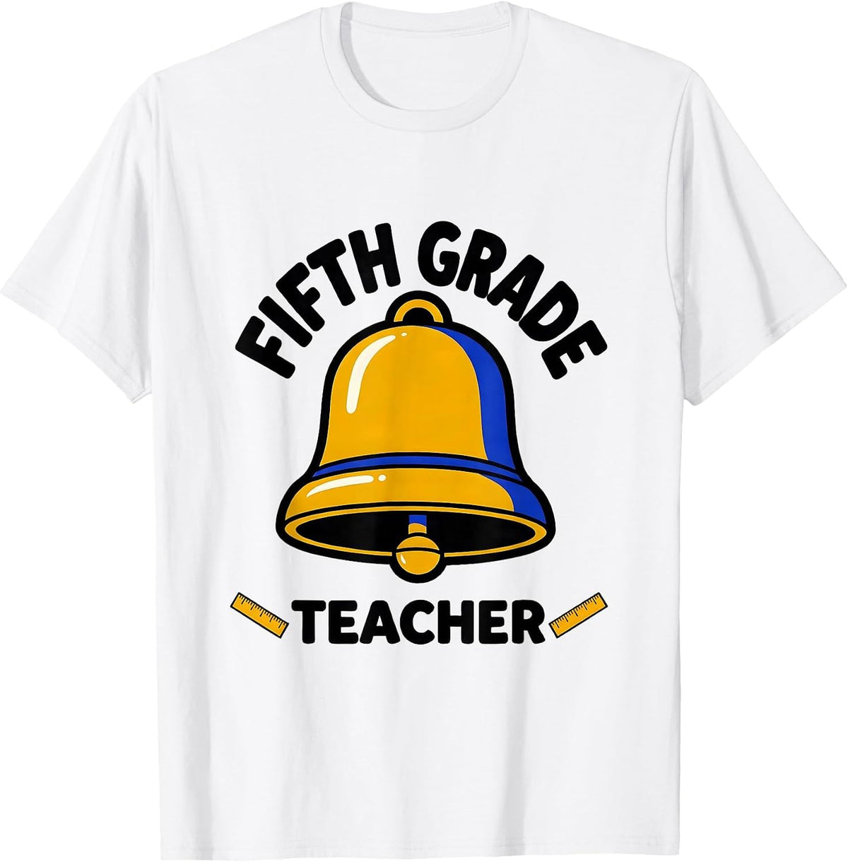 Men's Fifth Grade Teacher Cartoon School Bell Back to School T-Shirt - White