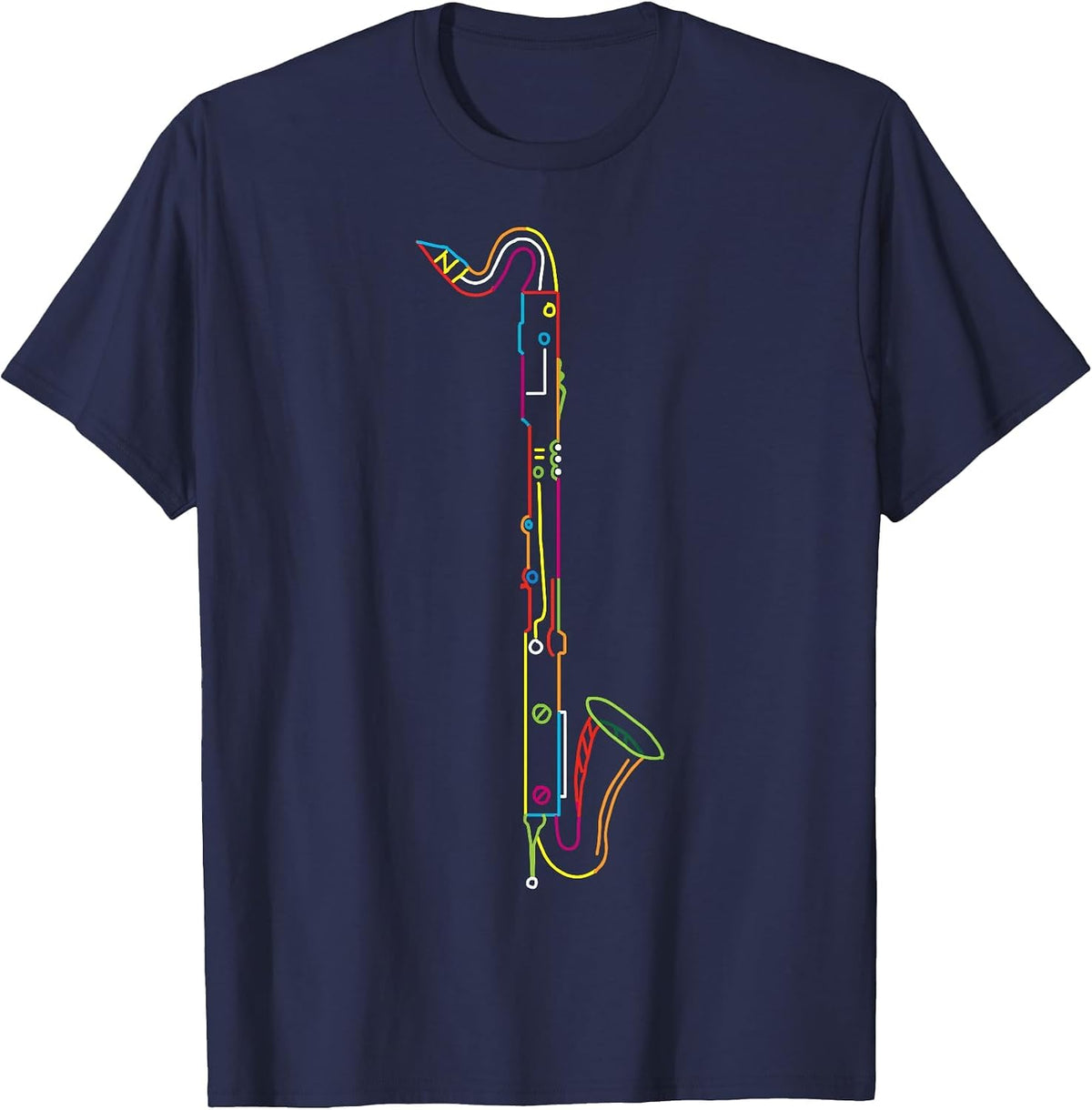 Marching Band Bass Clarinet Apparel T-Shirt - Navy Blue