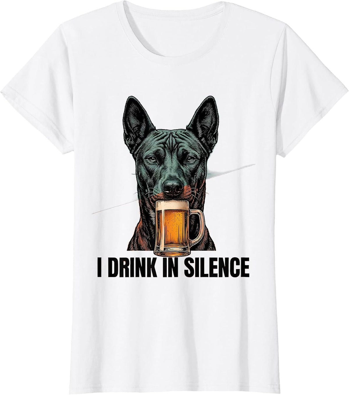 Women's I Drink In Silence Funny Basenji Dog Meme Humor T-Shirt - White