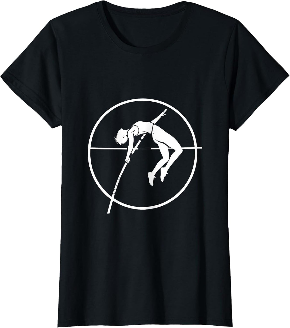 Women's Pole Vaulter Arching Over Bar Athletic Graphic T-Shirt - Black