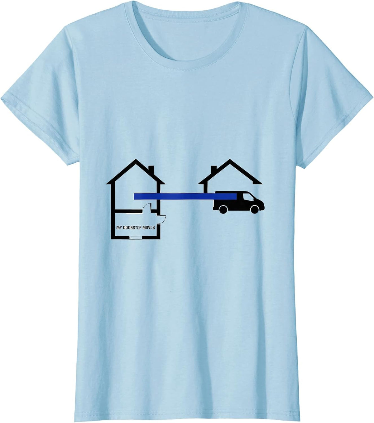 My Doorstep Moves Retro Van Life Campervan Road Trip Pride T-Shirt - Baby Blue