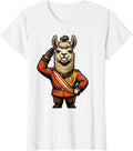 Women's Oversized-Head Llama Retro Advertising Mascot Novelty T-Shirt - White