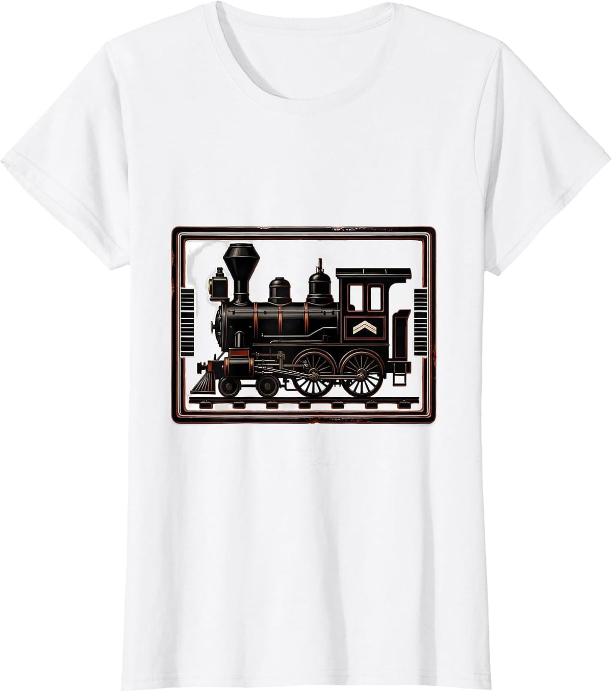 Steam Locomotive Silhouette Vintage Train Enthusiast T-Shirt - White