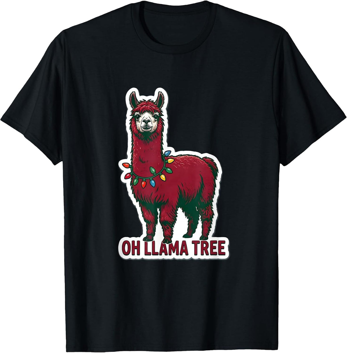 Men's Oh Llama Tree Funny Llama Christmas Animal Lover Gift T-Shirt - Black