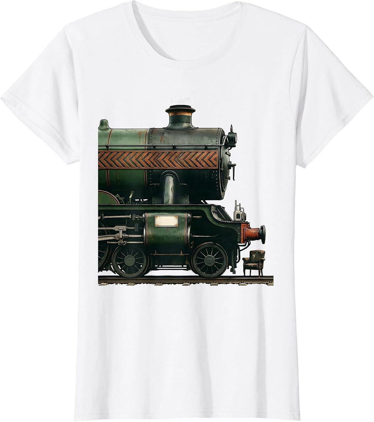 Women's Steam Locomotive Vintage Train Enthusiast Gift T-Shirt - White