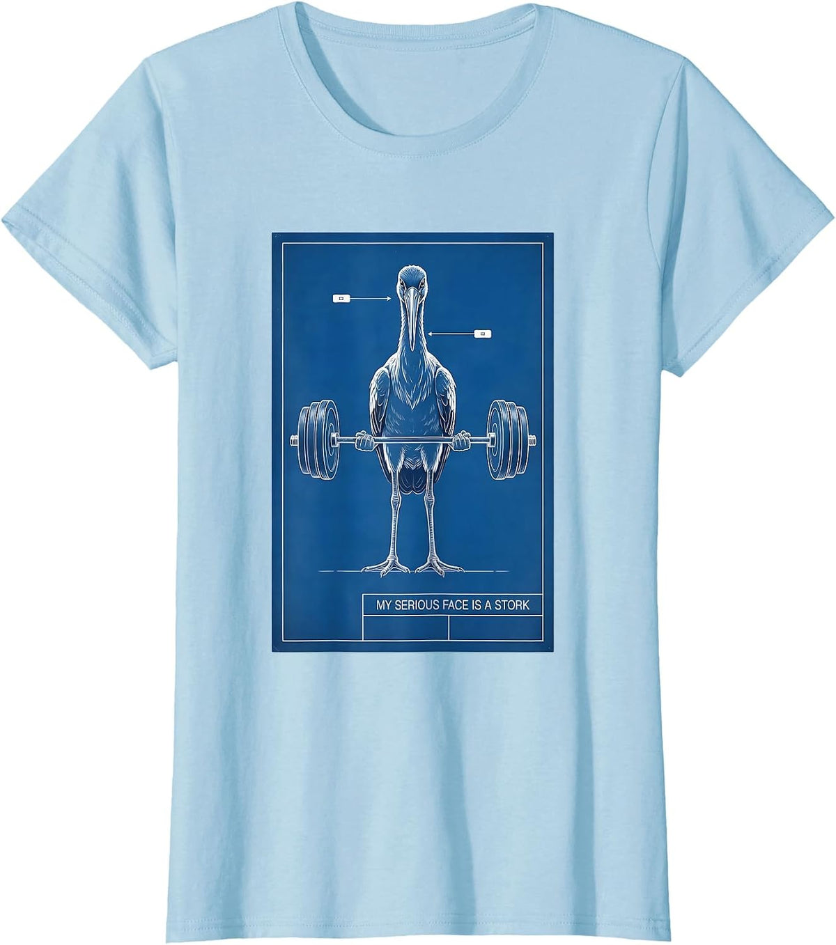Women's My Serious Face Is A Stork Funny Gym Weightlifting Workout T-Shirt - Baby Blue