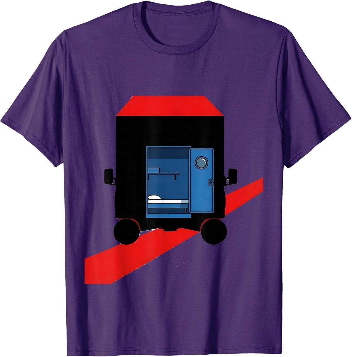 Men's Camper Van Cross-Section Bauhaus Modernist Van Life Dwellers T-Shirt - Purple