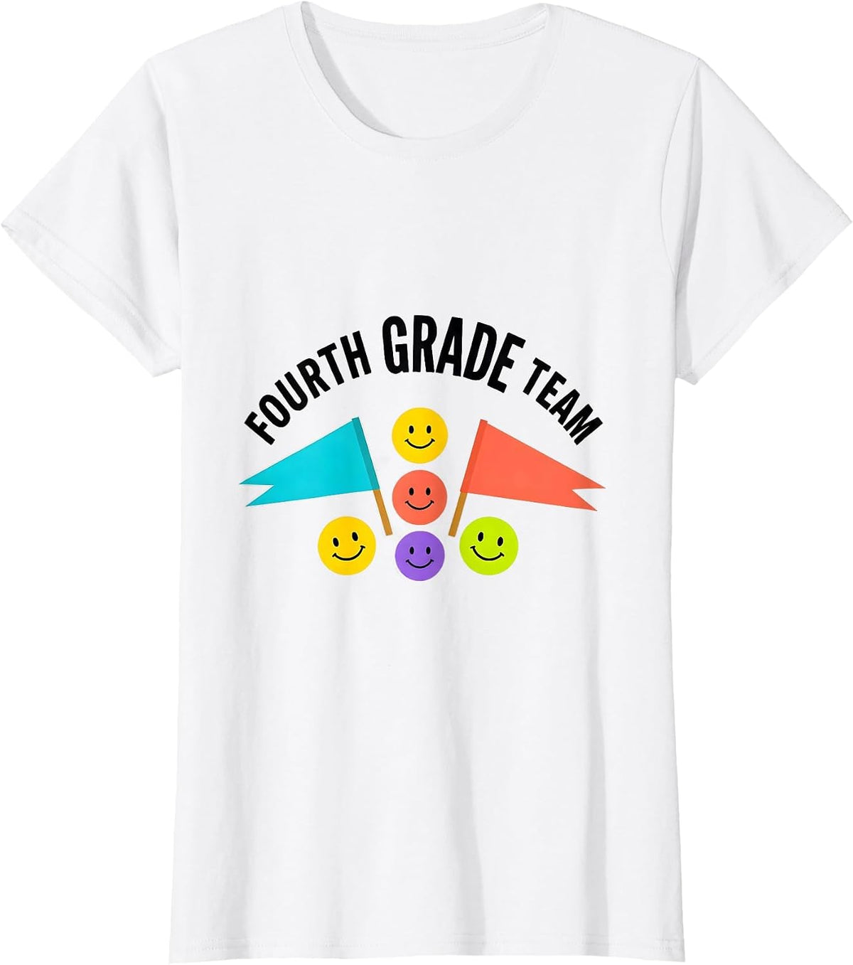 Women's Fourth Grade Team Back to School Student Teacher Crew T-Shirt - White