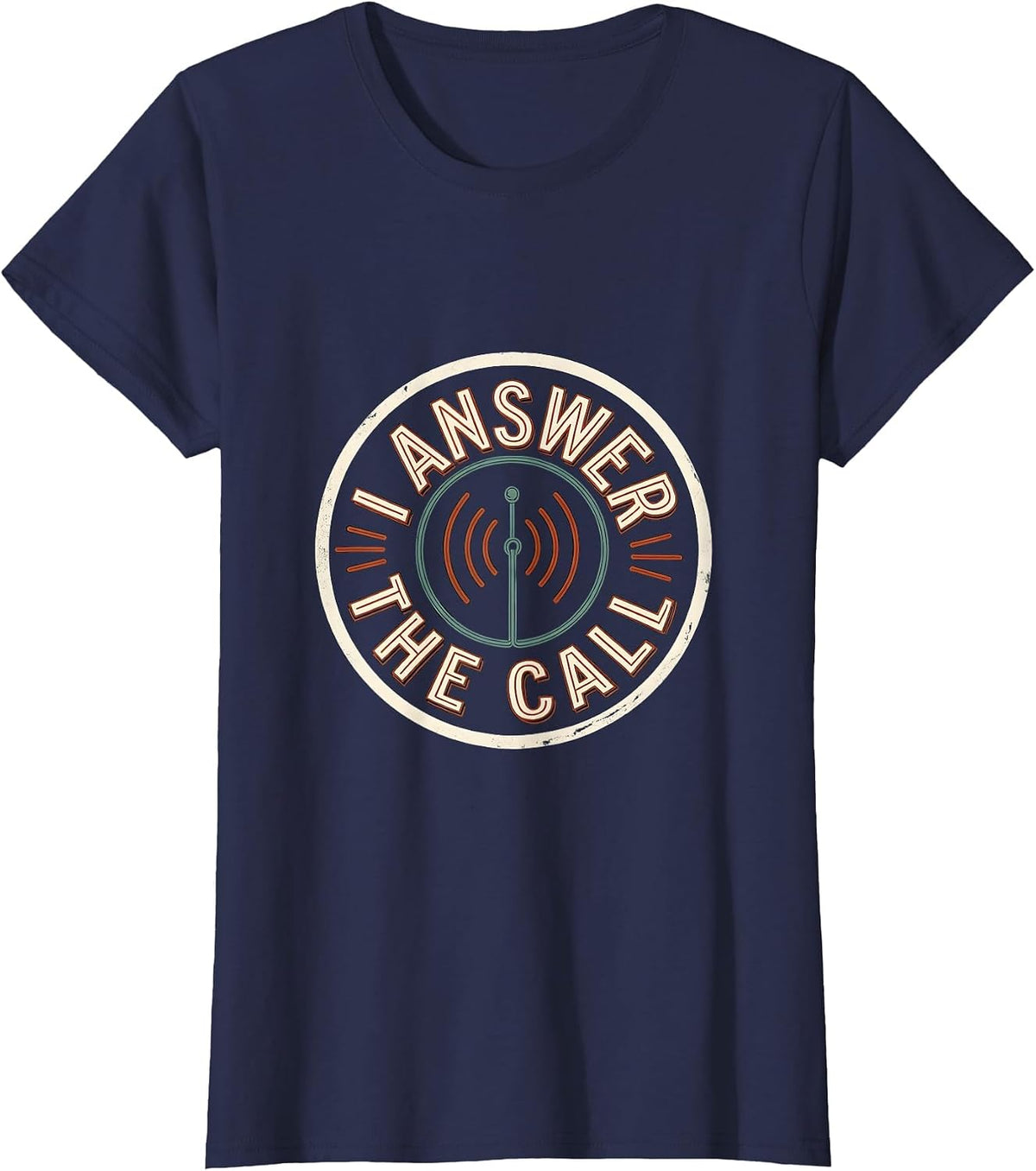 Women's I Answer The Call Funny Ham Radio Operator Hobby Humor T-Shirt - Navy Blue