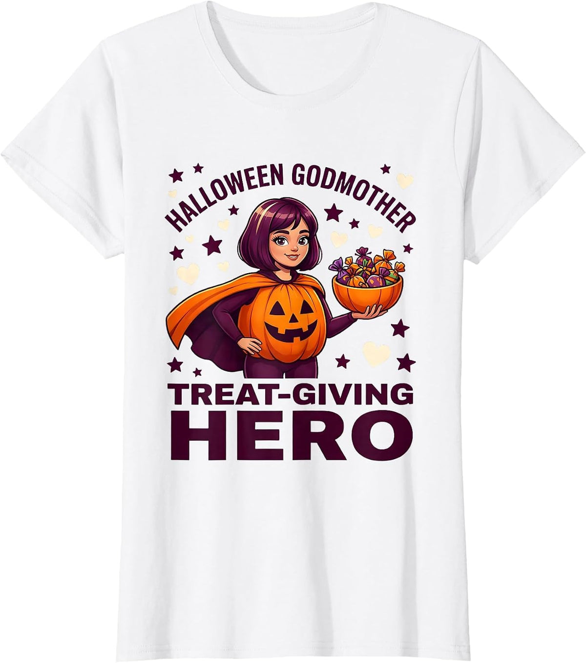 Halloween Godmother Treat-Giving Hero Cartoon Halloween T-Shirt - White