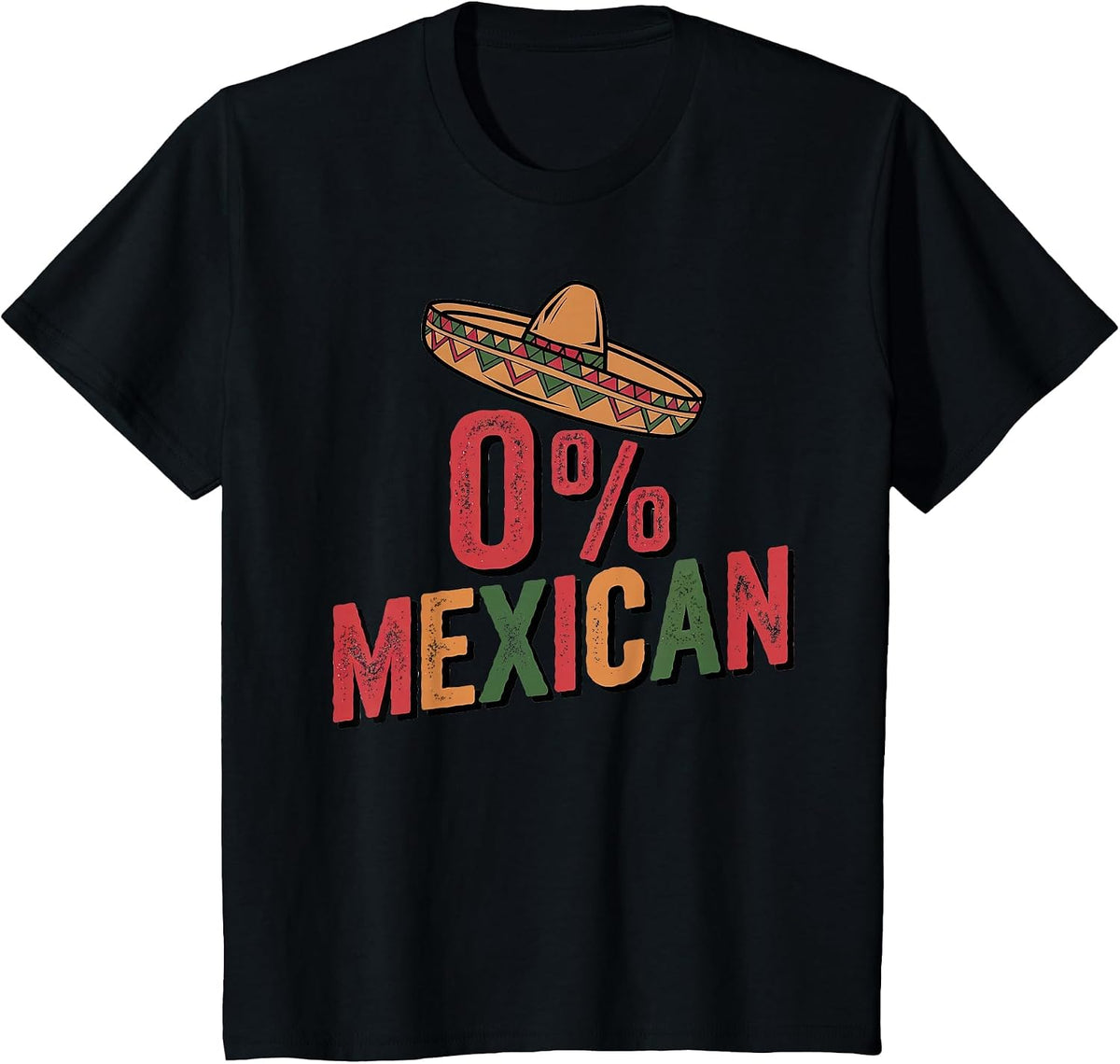 0% Mexican Cinco De Mayo Fiesta Sombrero Percent Funny T-Shirt - Black