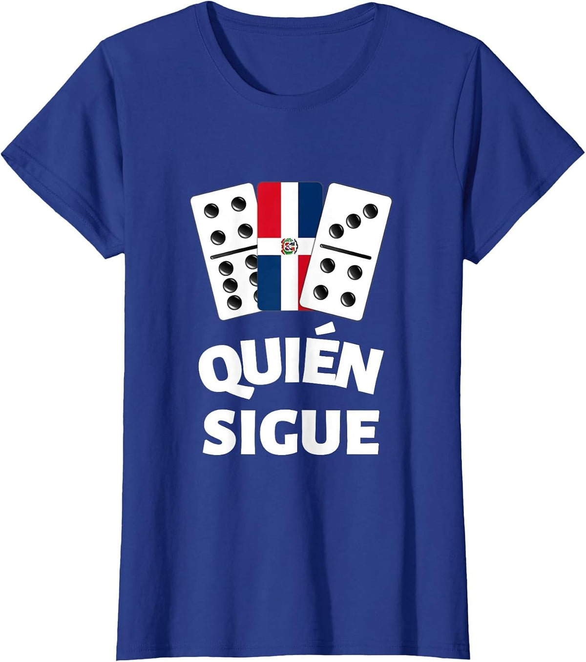 Dominican Republic Flag Dominoes Domino Train Quien Sique T-Shirt - Royal Blue