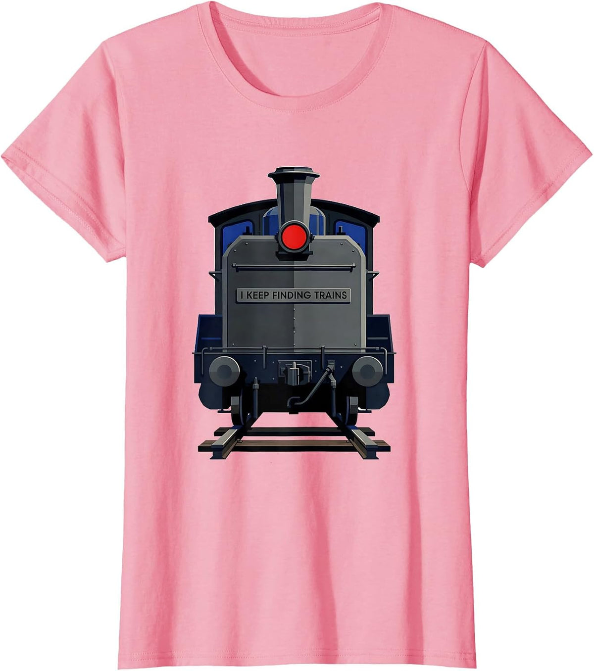 Women's I Keep Finding Trains Geometric Train Enthusiast Deadpan T-Shirt - Pink