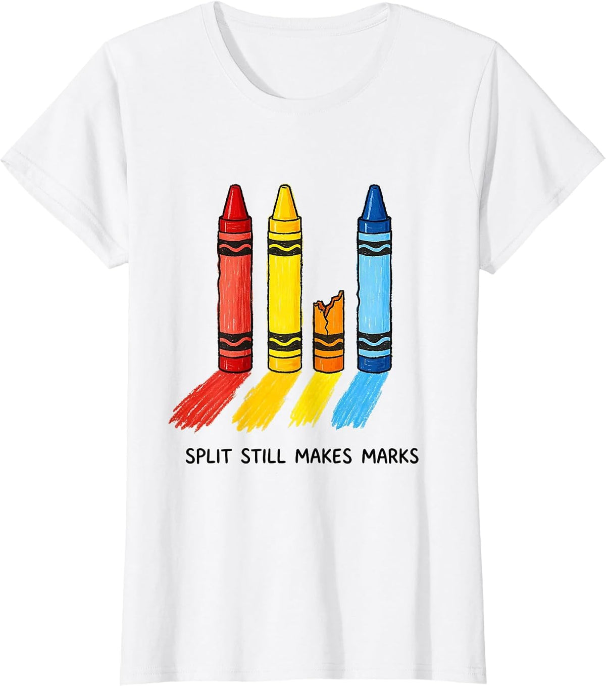 Split Still Makes Marks Naive Kidcore Teacher Mental Health T-Shirt - White