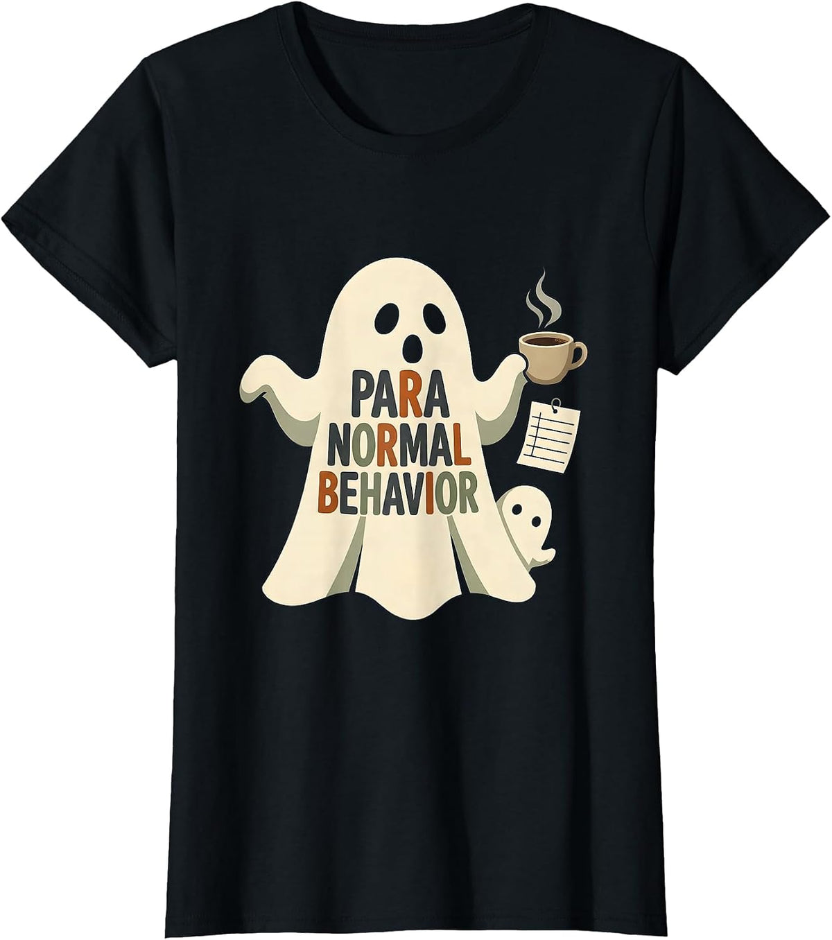 Women's Para Normal Behavior Funny Ghost Paraprofessional SPED T-Shirt - Black