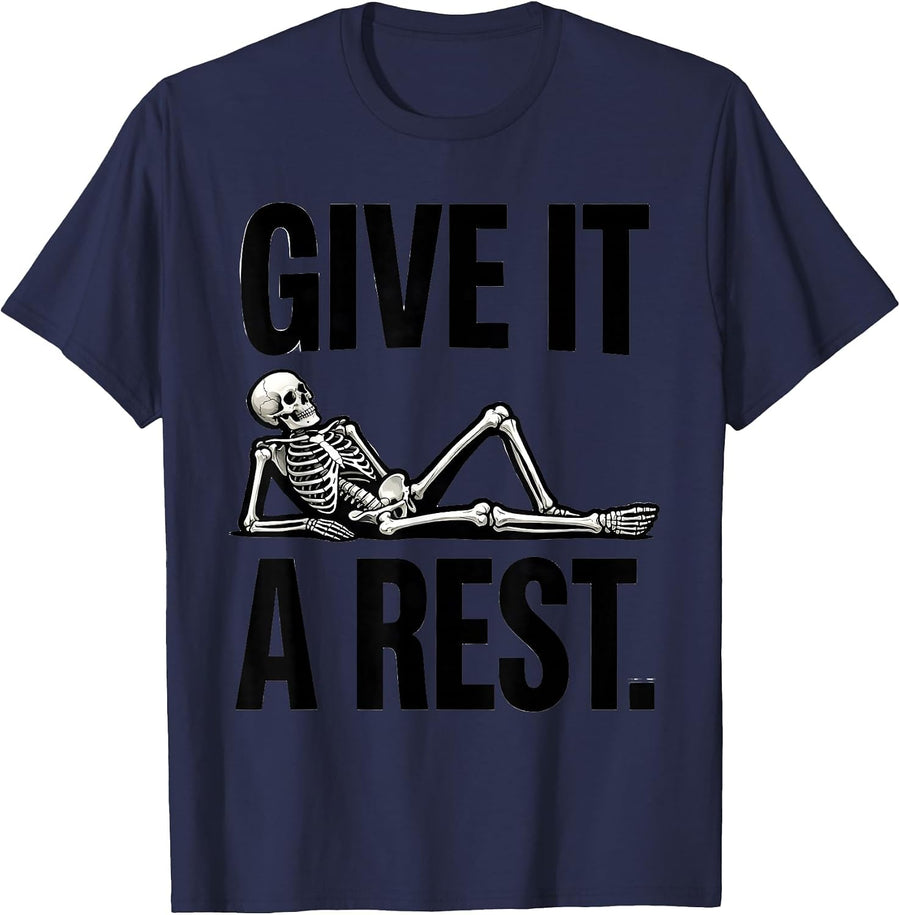 Give It A Rest Funny Skeleton Skull Godmother Gift T-Shirt - Navy Blue
