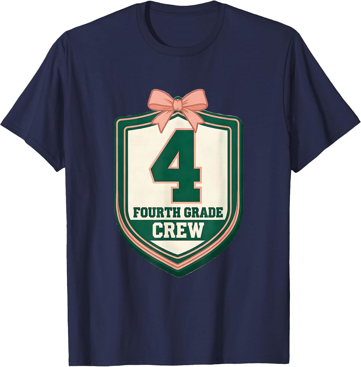 Fourth Grade Crew Preppy Back To School Elementary Teacher T-Shirt - Navy Blue