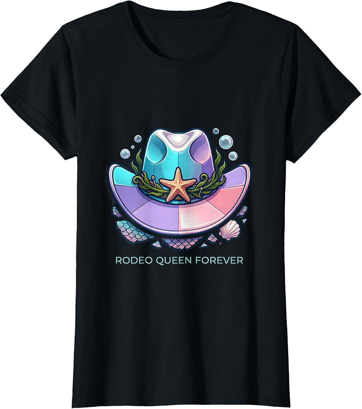 Rodeo Queen Forever Cowgirl Design T-Shirt - Black