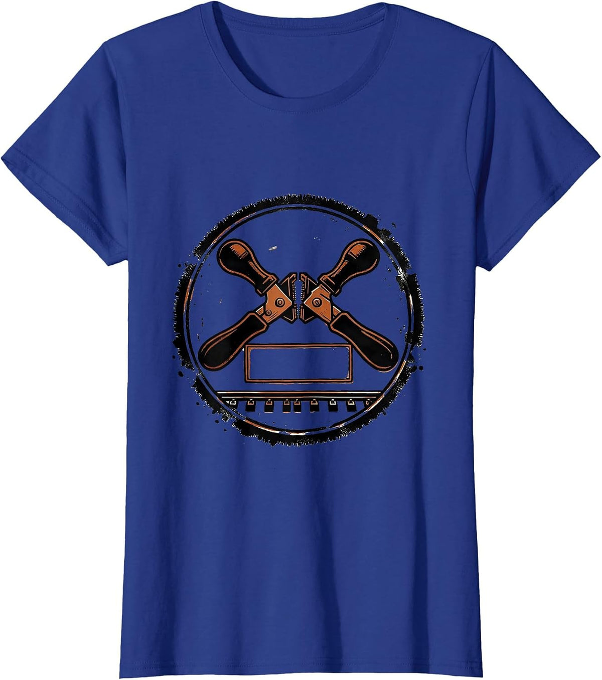 Women's Rubber Stamp Train Ticket Punch Train Enthusiast Humor T-Shirt - Royal Blue