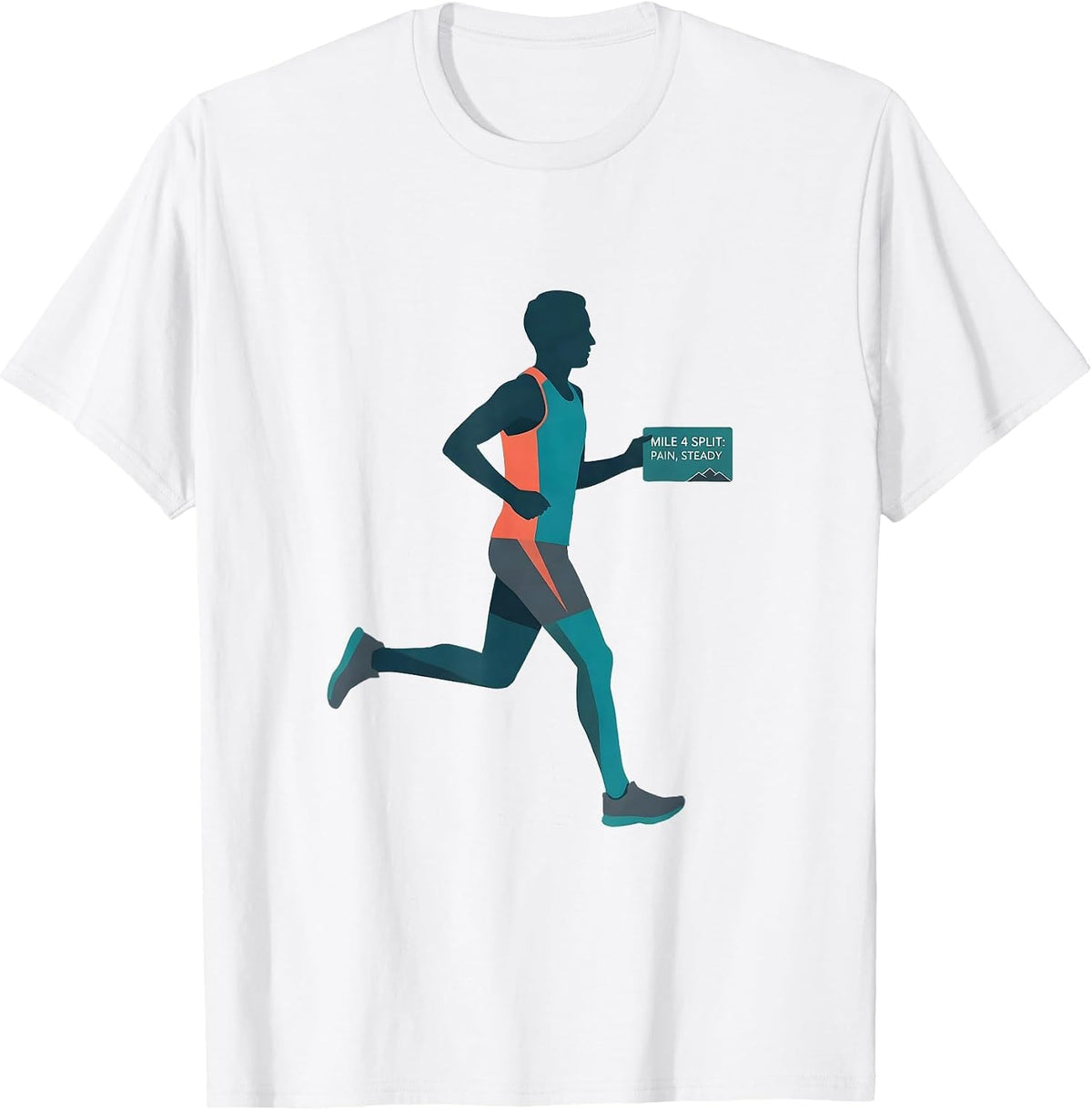 Men's Mile 4 Split: Pain, Steady Funny Cross Country Running Team T-Shirt - White