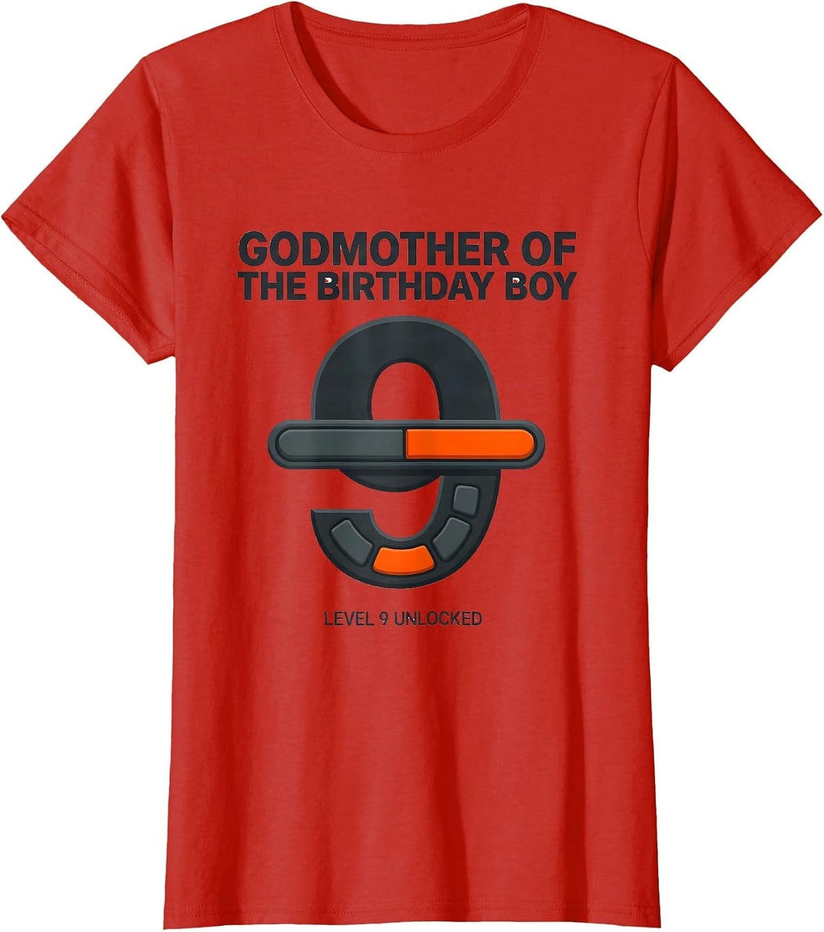 Godmother Of The Birthday Boy Level 9 Unlocked Matching T-Shirt - Red
