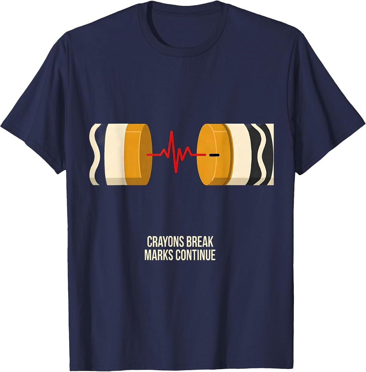 Crayons Break, Marks Continue Mental Health Awareness T-Shirt - Navy Blue