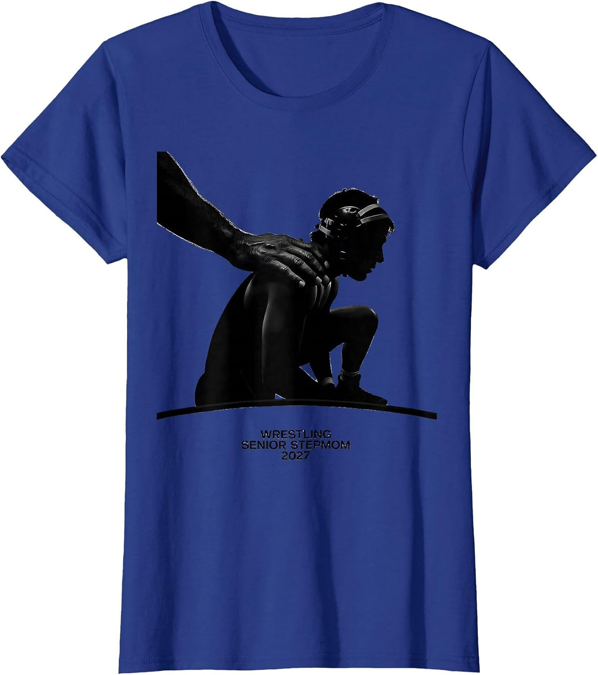 Women's Wrestling Senior Stepmom 2027 Graduation Senior Night T-Shirt - Royal Blue