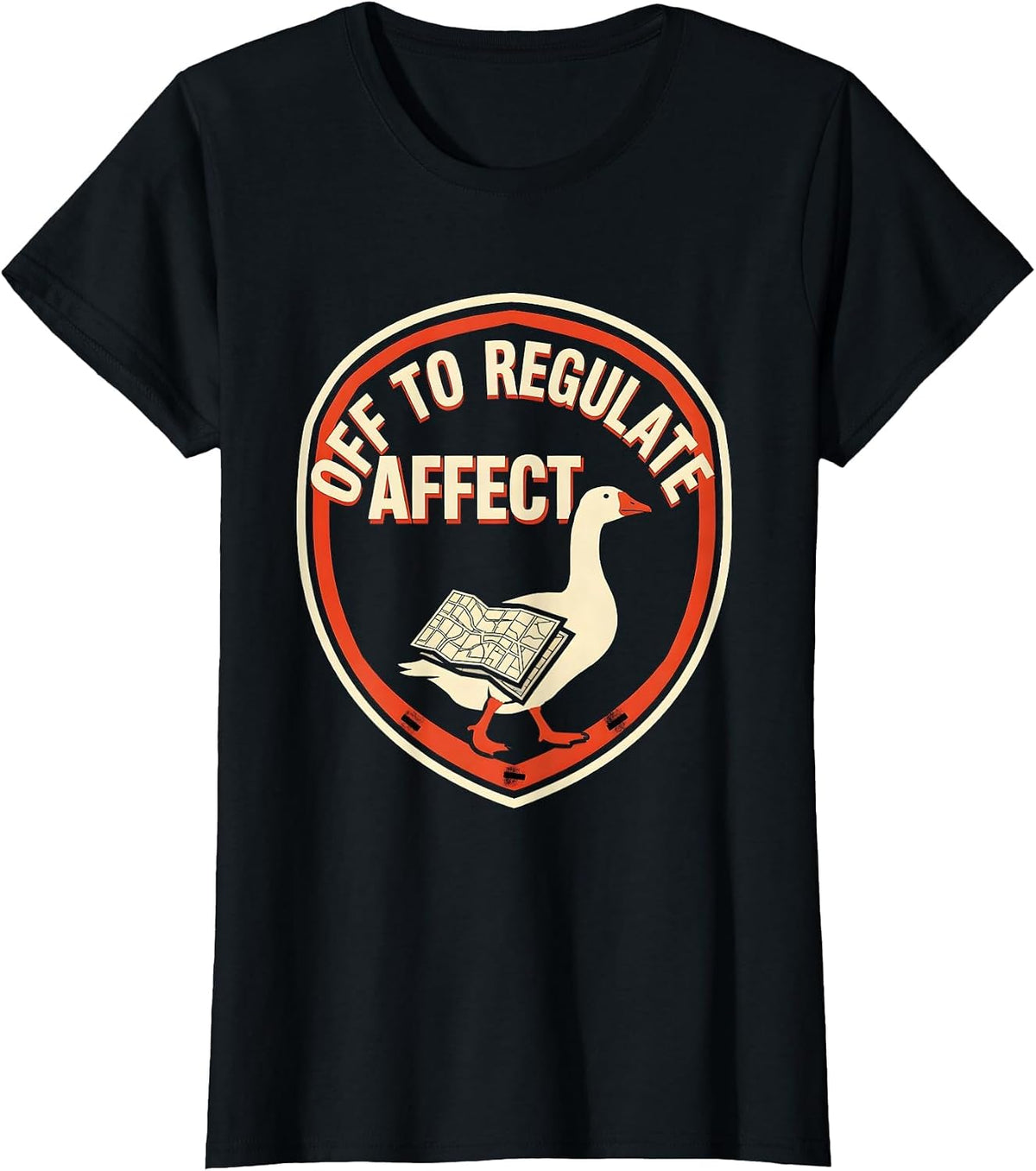Women's Off to Regulate Affect Stencil Graphic Mental Health T-Shirt - Black