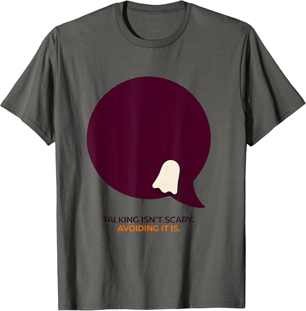 Men's Talking Isn't Scary Avoiding It Is Mental Health Halloween T-Shirt - Asphalt Grey