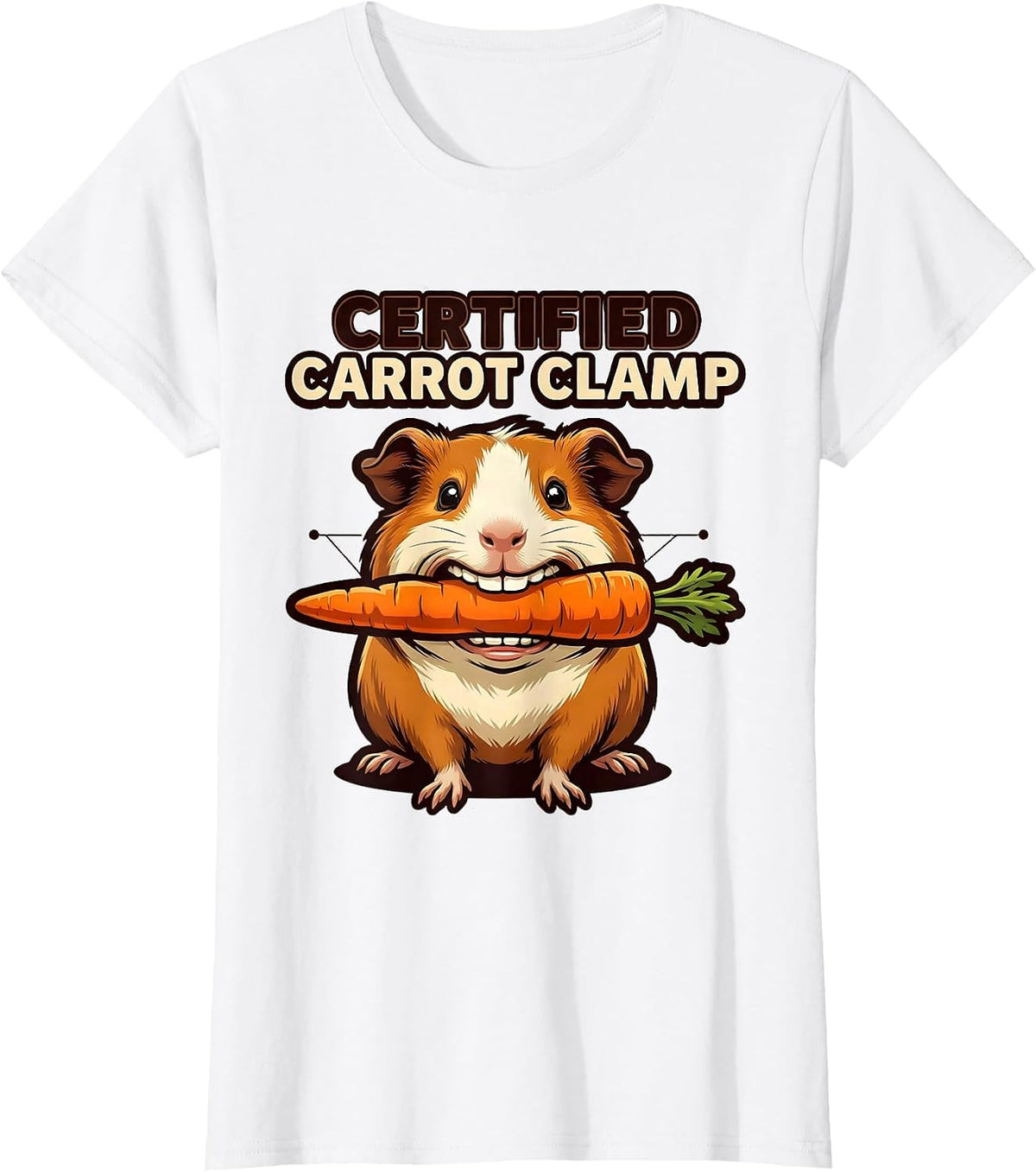 Women's Certified Carrot Clamp Funny Guinea Pig Cavy Lover Humor T-Shirt - White