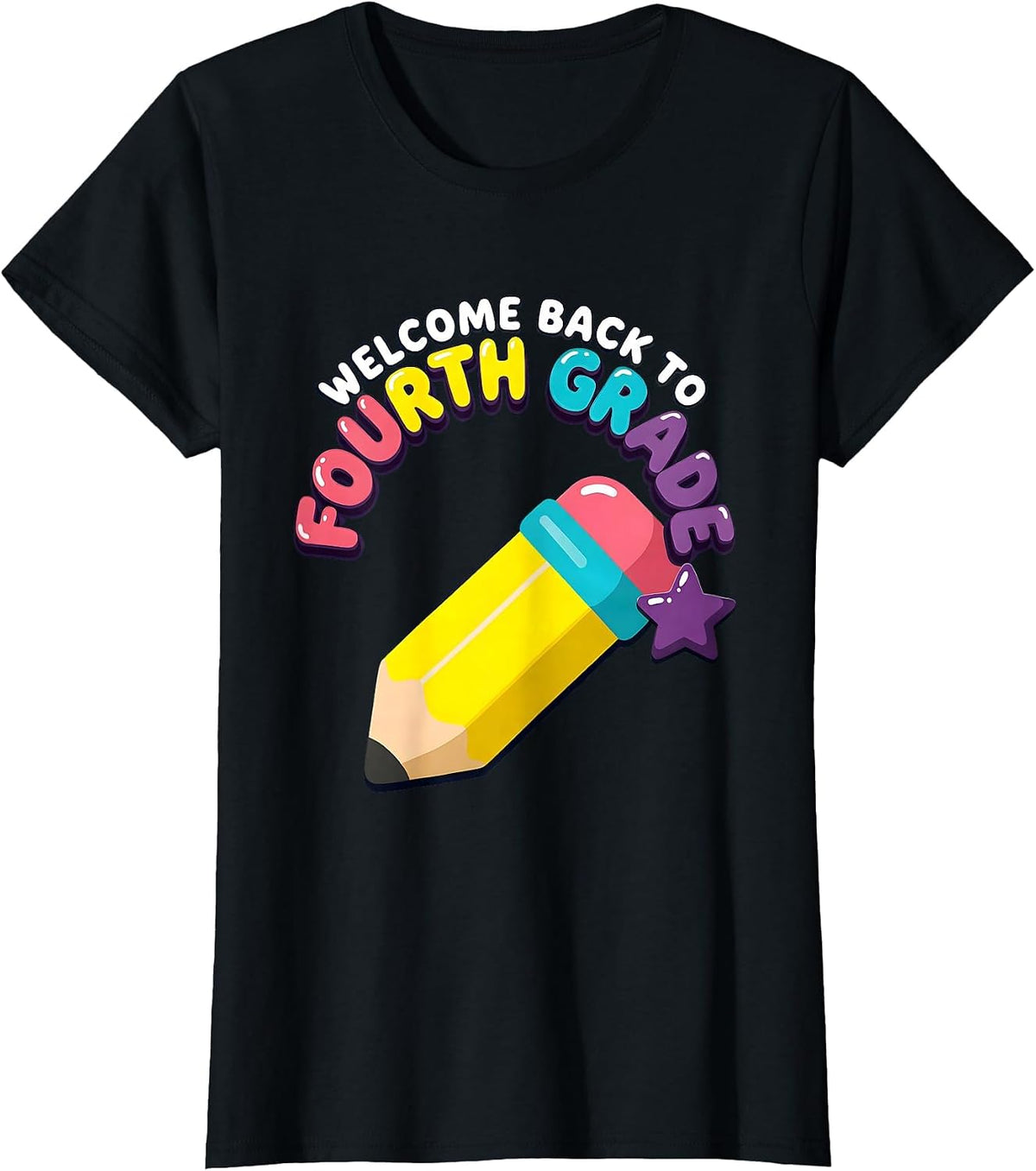 Welcome Back To Fourth Grade Playful Teacher Student Back T-Shirt - Black