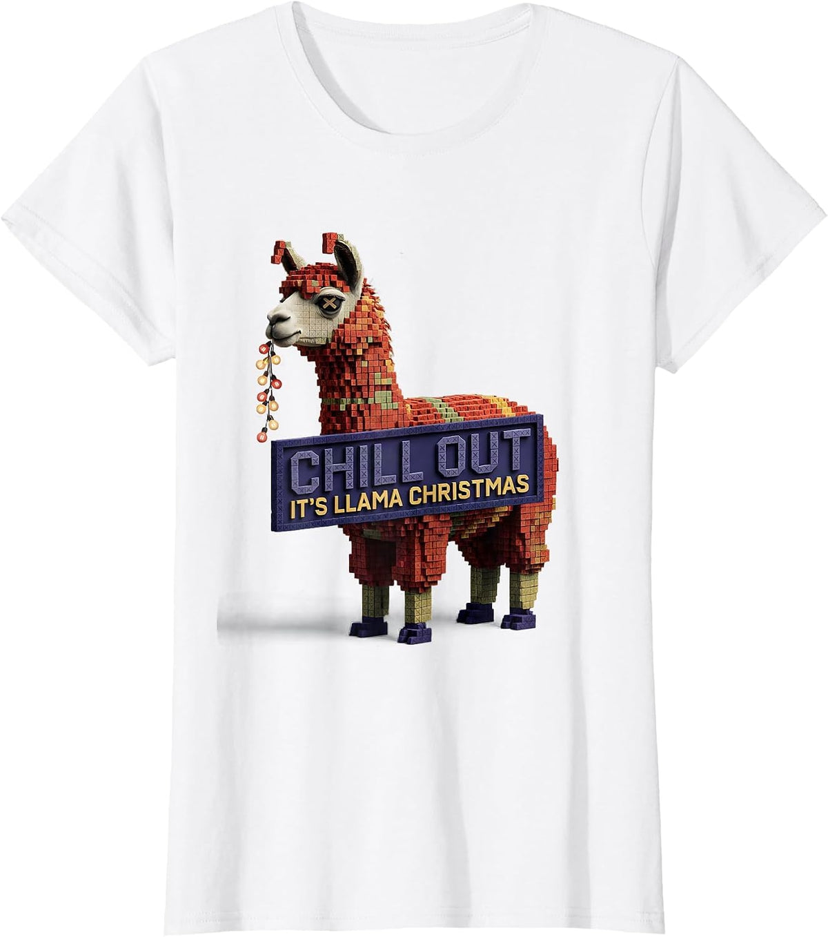 Chill Out, It's Llama Christmas Funny Llama Lover Christmas T-Shirt - White