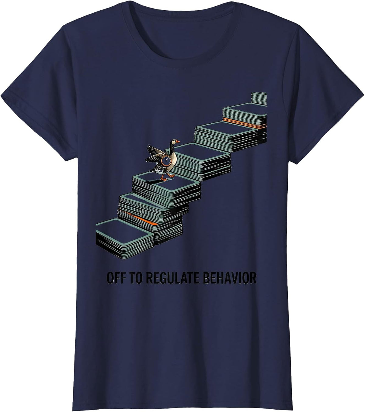 Women's Off To Regulate Behavior Funny Mental Health Counselor ABA T-Shirt - Navy Blue