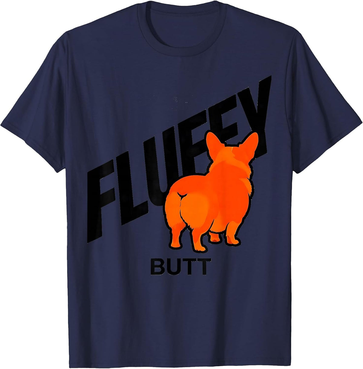 Men's Fluffy Butt Funny Corgi Dog Lover Humor T-Shirt - Navy Blue