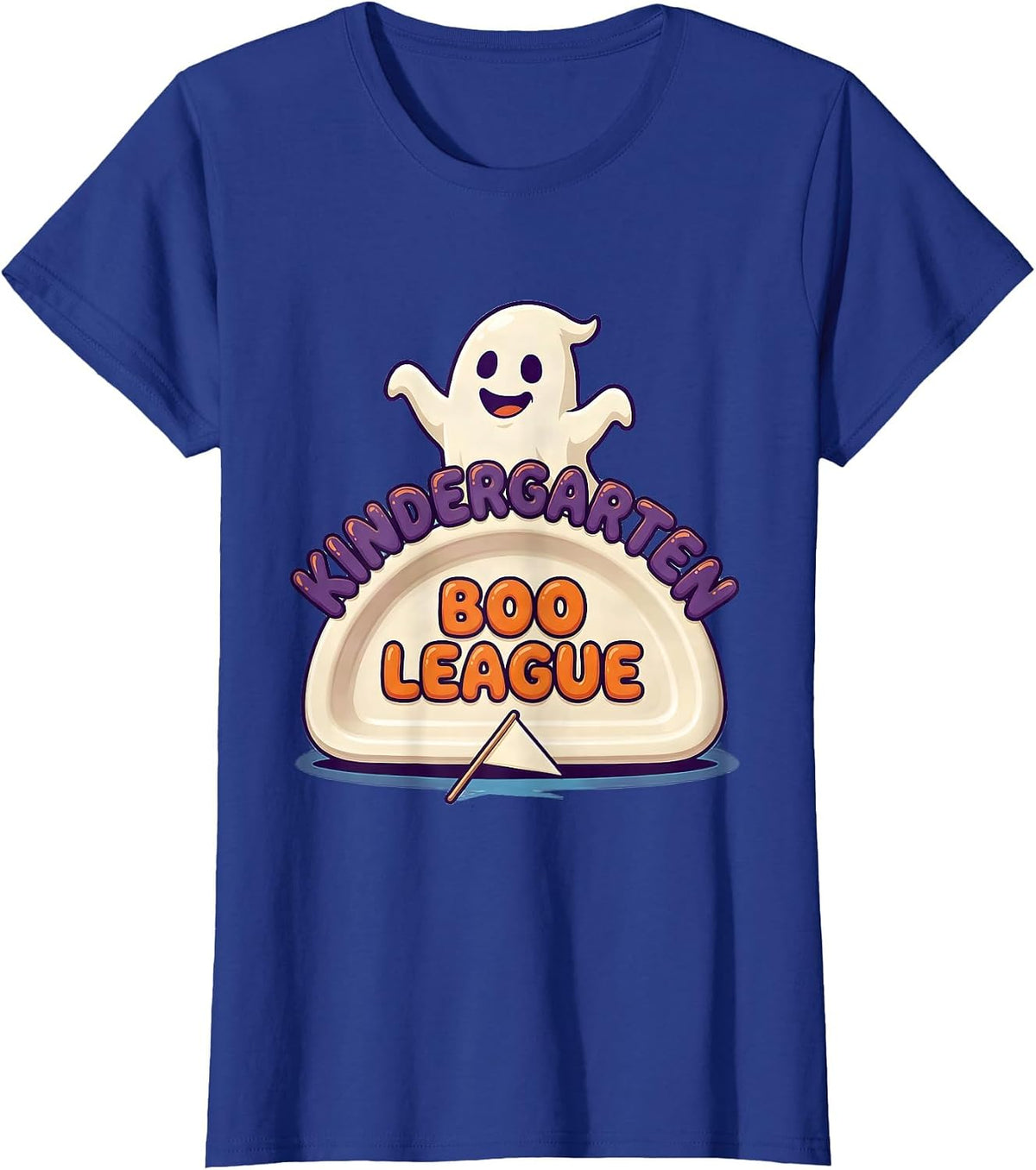 Women's Kindergarten Boo League Playful Halloween Teacher Student T-Shirt - Royal Blue
