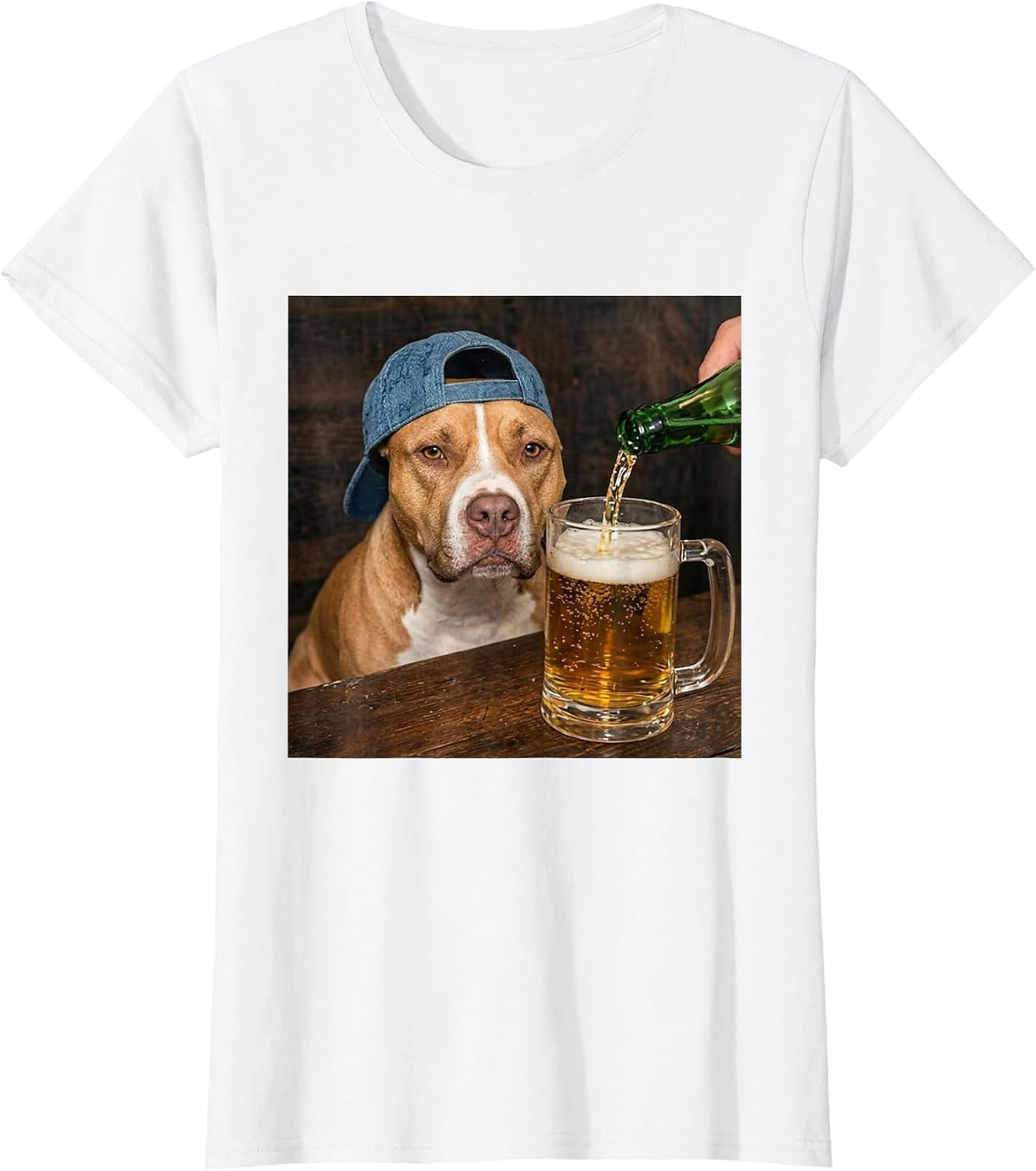 Pitbull Drinking Beer Funny Pitbull Dog Meme T-Shirt - White