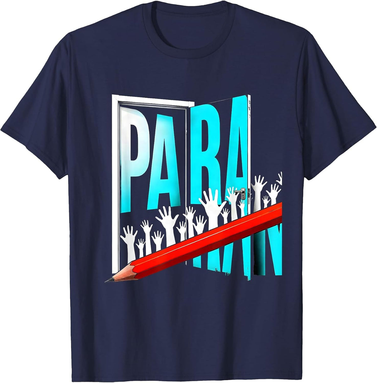 Para New Wave Typography School Paraprofessional T-Shirt - Navy Blue